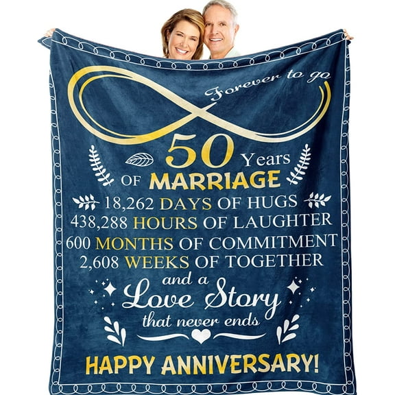 50th Wedding Anniversary Blanket Gifts,Gift for 50th Wedding Anniversary,Golden 50 Years of Marriage Gifts,Best 50th Gifts Ideas for Couples,Women,Parents, Grandparents, Dad, Mom 60"x50"