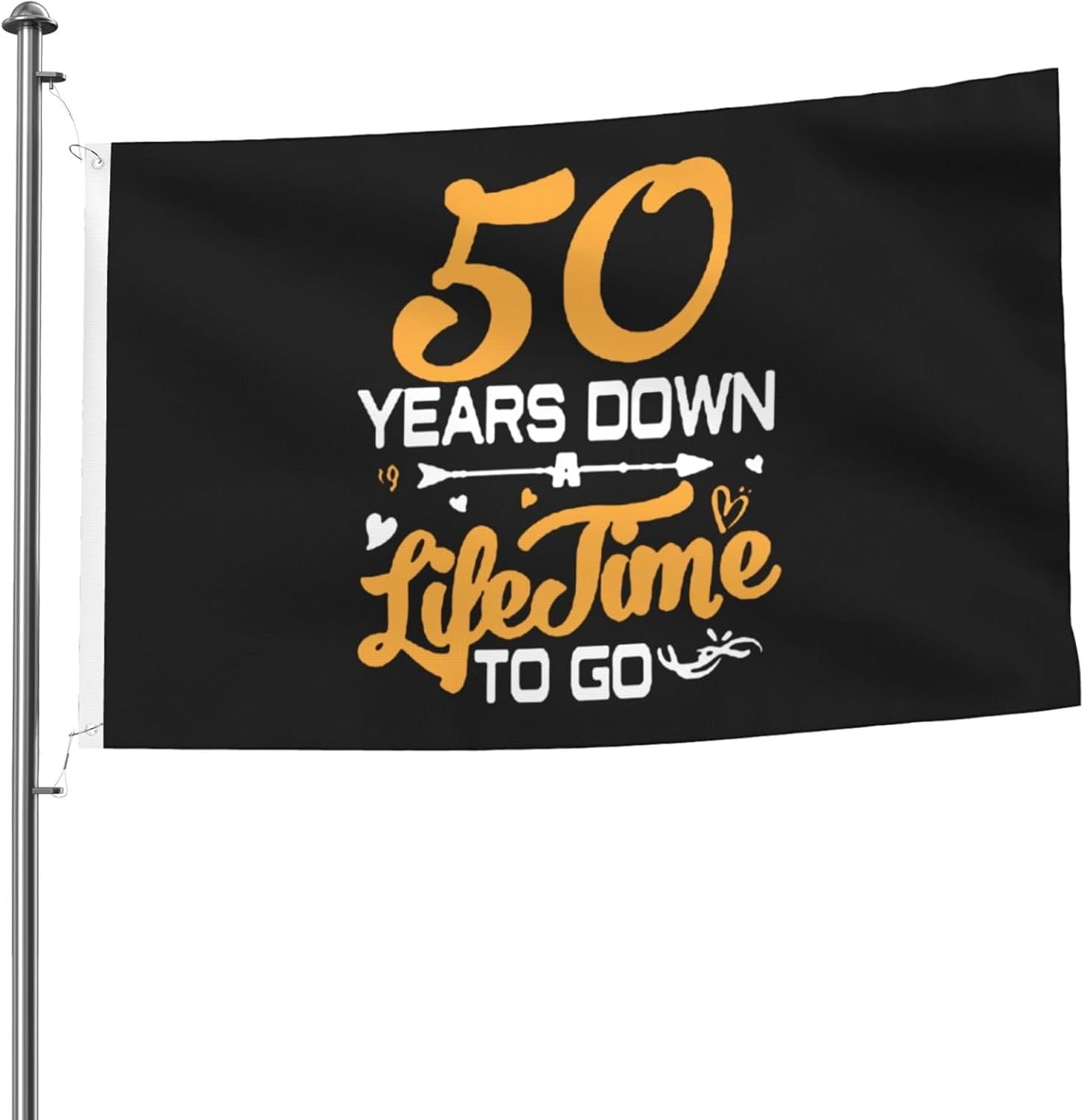 50th Wedding Anniversary Flags 5x8 Ft Yard Flag Indoor Decoration Banner With Grommets