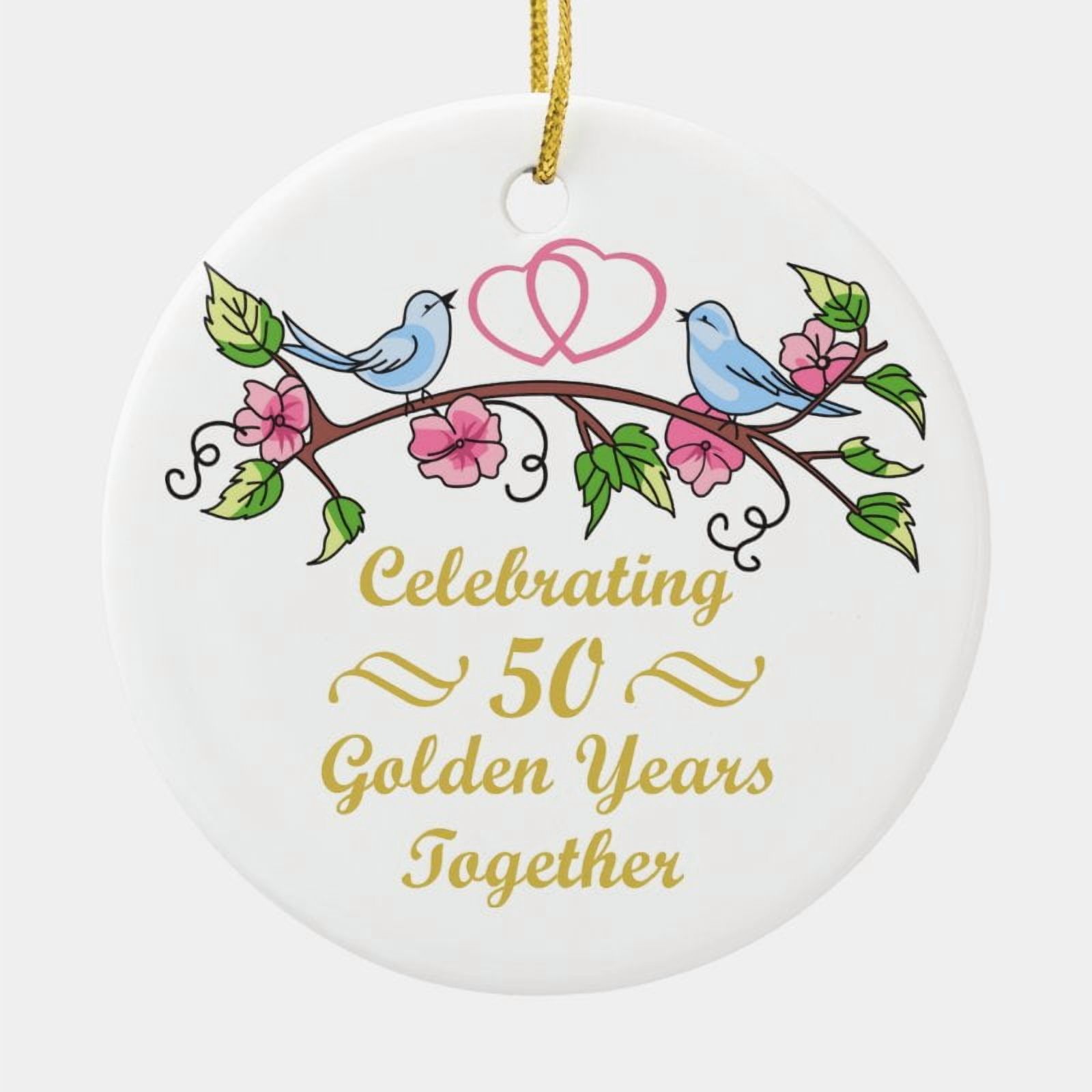 50th Wedding Anniversary Ornament , Bluebirds and Heart Vine Design 50th Wedding Anniversary Ornament , Bluebirds and Heart Vine Design