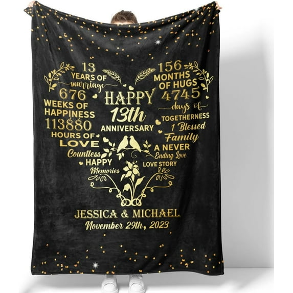 50th Wedding Anniversary Personalized Blankets Gifts for Couples Husband Wife Dad Mom Grandma Grandpa Throw Blanket 50 Years of Marriage Anniversary Celebration Gift Ideas Cozy Fleece Sherpa Blanket