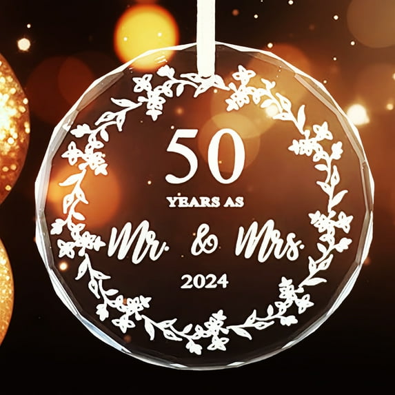50th Wedding Gifts, 50 Years as Mr. and Mrs. Glass Christmas Tree Ornament Collectible Holiday Keepsake,Christmas Tree Ornaments, Wedding Gift Christmas,Perfect 50th Wedding