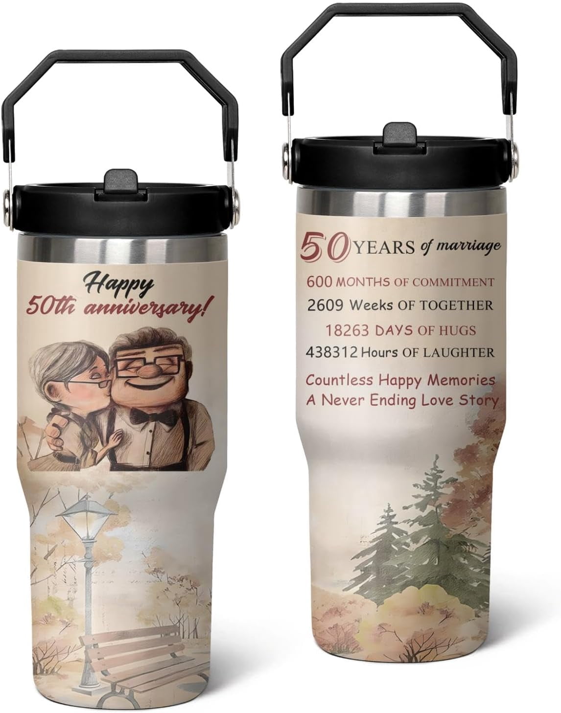 You're Always My Favorite Person - Couple Personalized Custom 14oz Stainless Steel Tumbler With Handle - Gift For Husband Wife, Anniversary