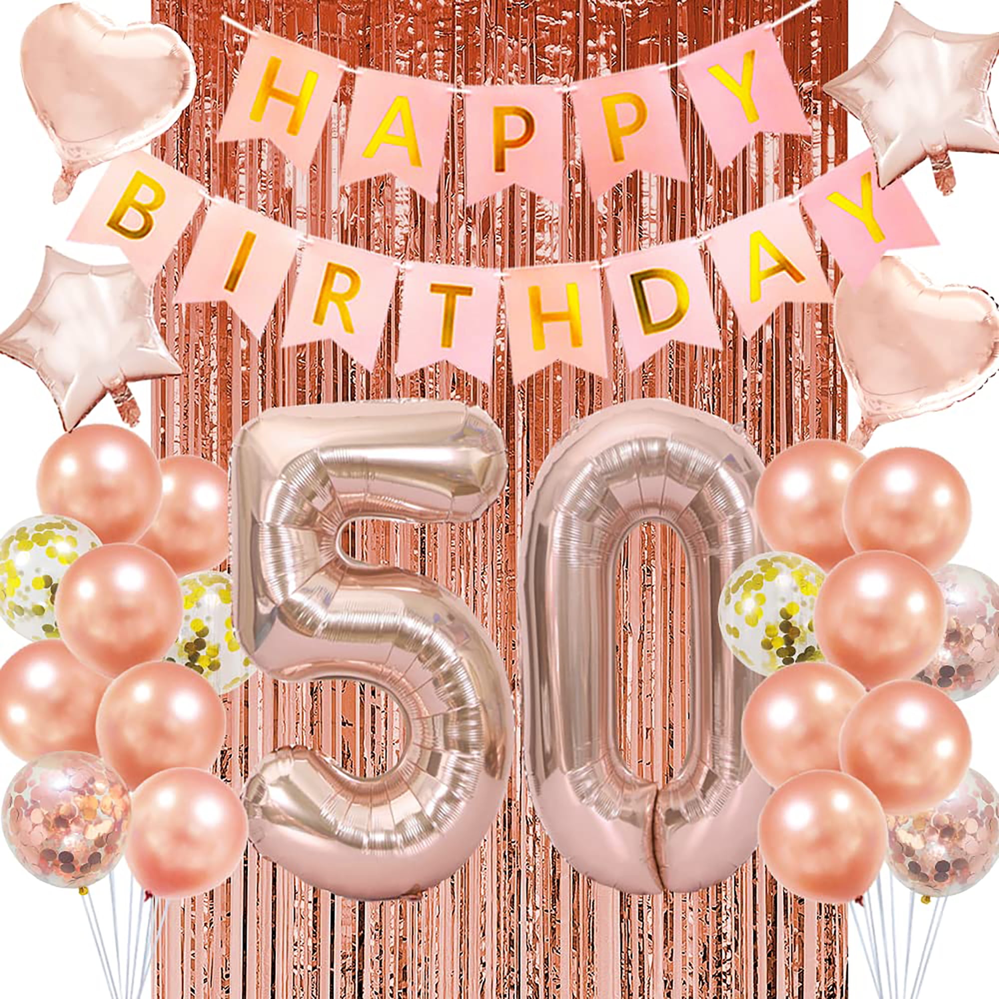 50th birthday party supply for woman happy birthday banner rose gold 50