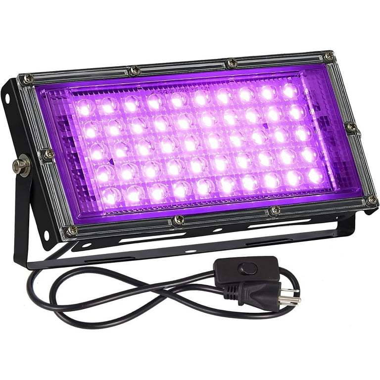 50w LED Black Light IP65 Waterproof uv Blacklight with Bracket Glow in The Dark Black Lights for Glow Party Bedroom Fluorescent Poster Neon Glow Stage Lighting Birthday Body Paint Walmart