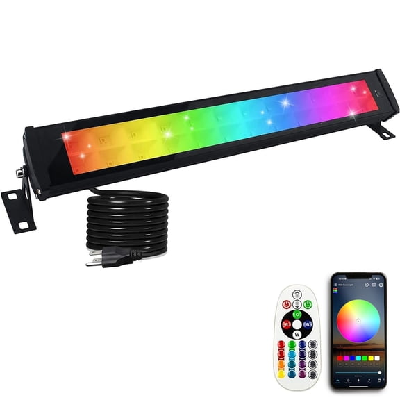 50w RGB Wall Washer Light Bar 1Pack Smart LED Flood Light with Remote Control