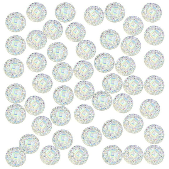 50x 12mm Resin Round Cabochon Rhinestone Flback Embellishments Crafts White
