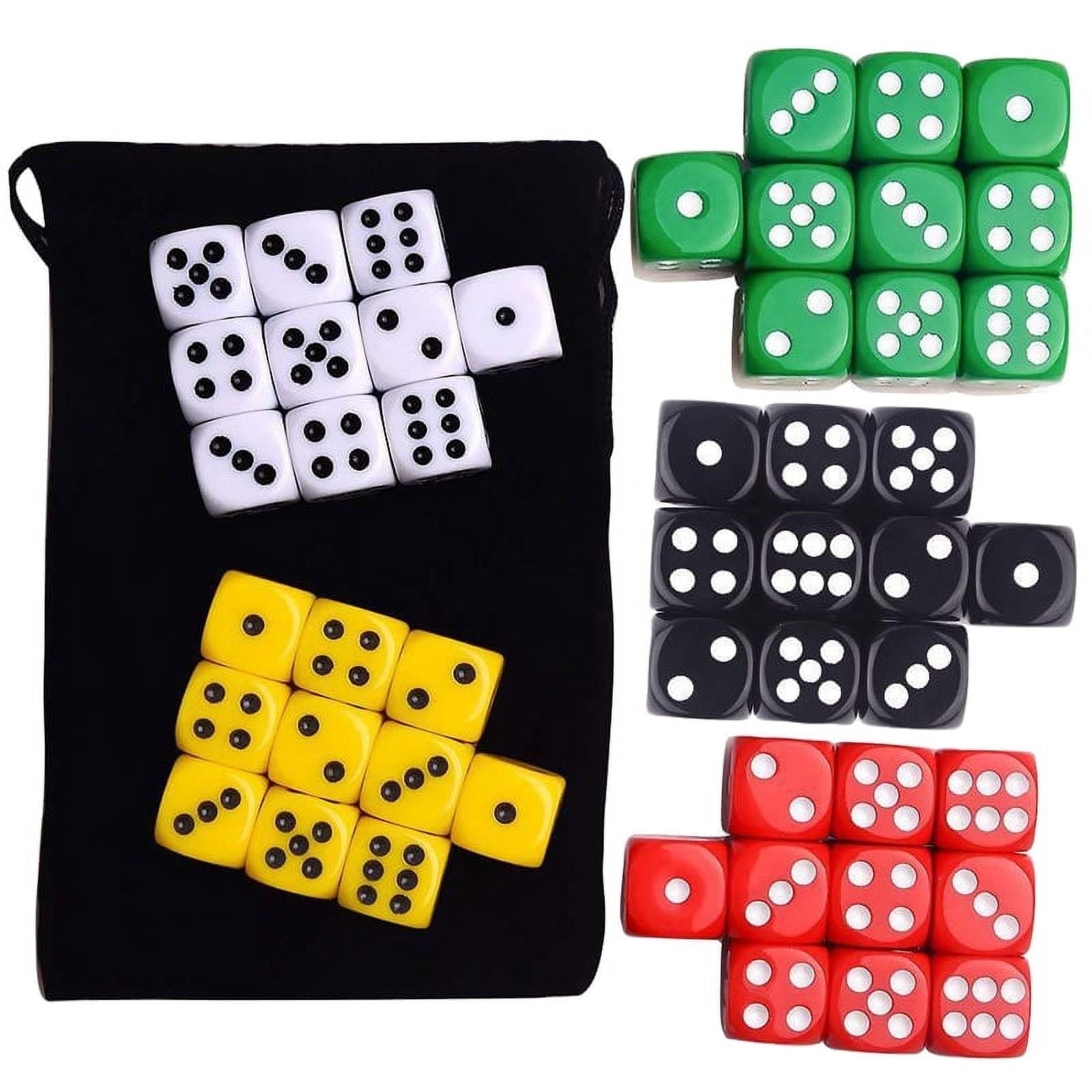 50x Acrylic Board Game Props Digital Dices for w/ Bag for Children