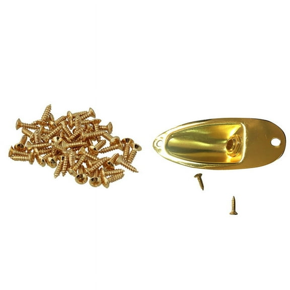 50x Guitar Bass Screws Parts for Scratchplates Pickguard, Gold & 1Pcs Boat Output Input Jack Plate Sockets for Fender Strat Guitar Replacement Parts
