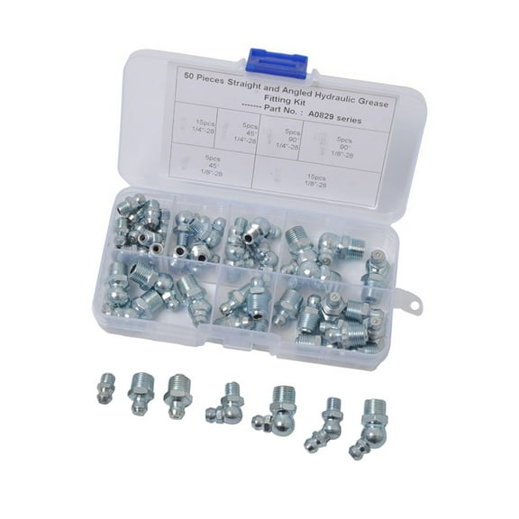 50x Hydraulic Zerk Fitting SAE 1/4 '' 1/8 '' Straight 90/