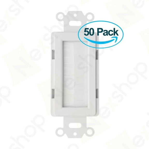 50x Nex Brush Decora Single Gang Style Wall Plate Cable Pass Through Decorative