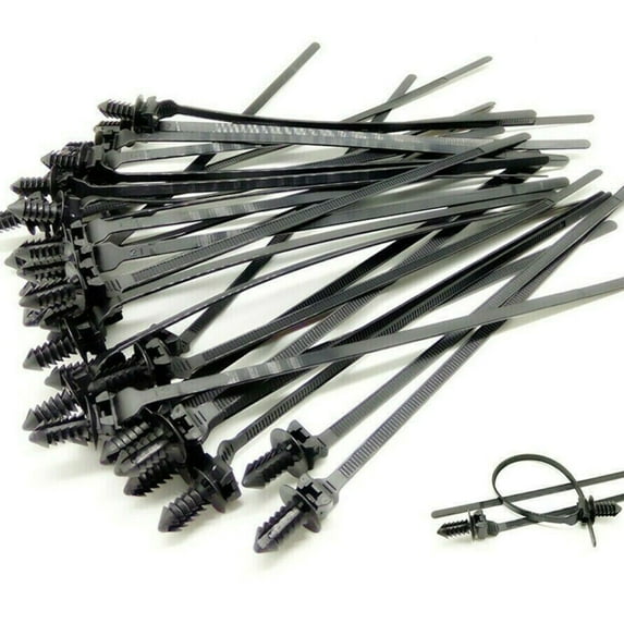 50x Nylon Car Cable Tie Fastener Clips Loom Hose Clamp Fastening Zip Strap Kit