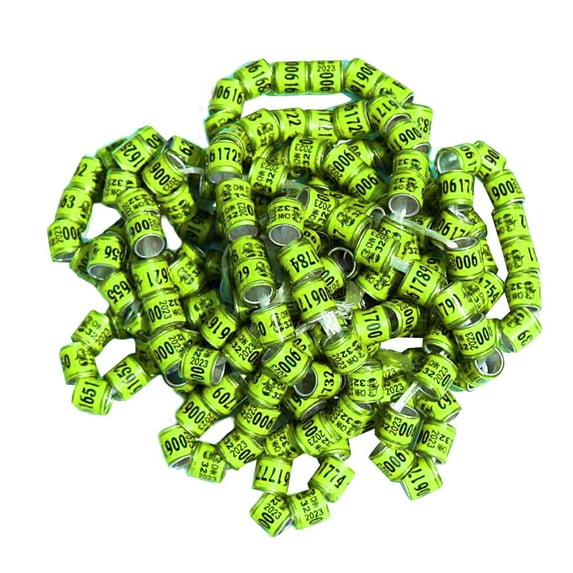 50x Reusable 2023 Aluminium Racing Leg Rings Numbered 8mm Dove Foot Bands Yellow