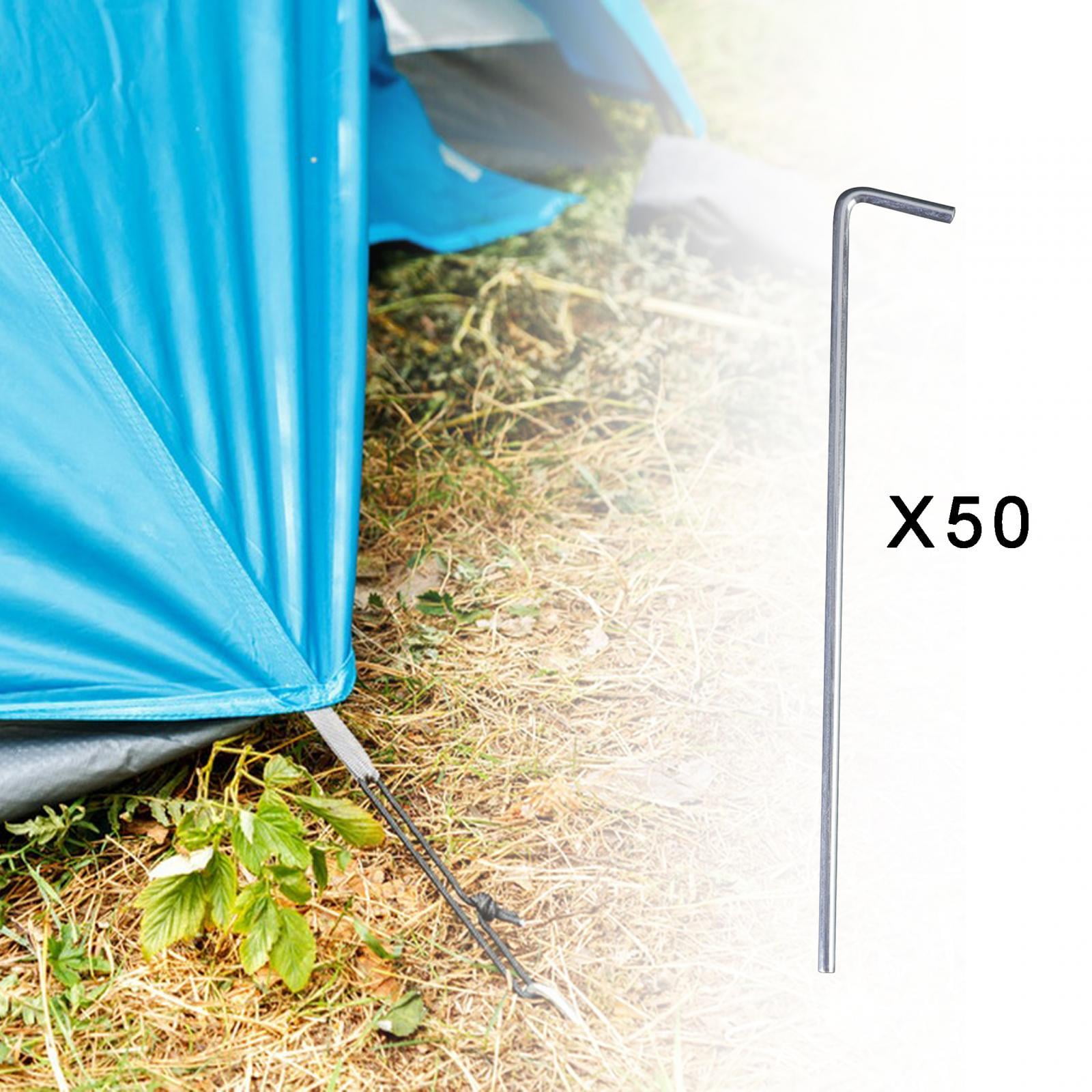 50x Tent Pegs Heavy Duty Aluminum Alloy Tent Stakes Multipurpose Tarp Hooks Ground Nail for Hiking Fences Traveling Canopies Camping Awning 0.5cmx20cm