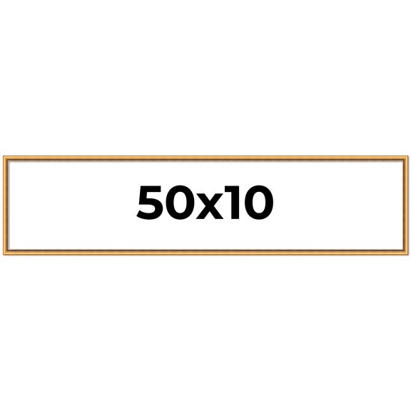 50x10 Frame Beaded Gold Solid Wood Picture Frame | 0.75 Inches Moulding Width | Liscio Oro