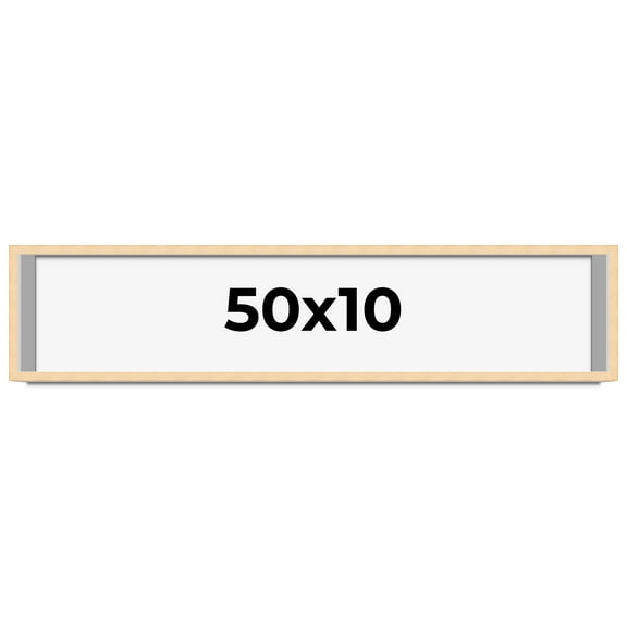 50x10 Frame Natural Wood Picture Frame | 0.75 Inch Moulding Width | with UV Acrylic Plexiglass,