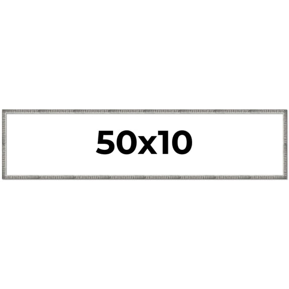 50x10 Frame Silver Grey Distressed Solid Wood Picture Frame | 0.75 Inch Moulding Width | Interior