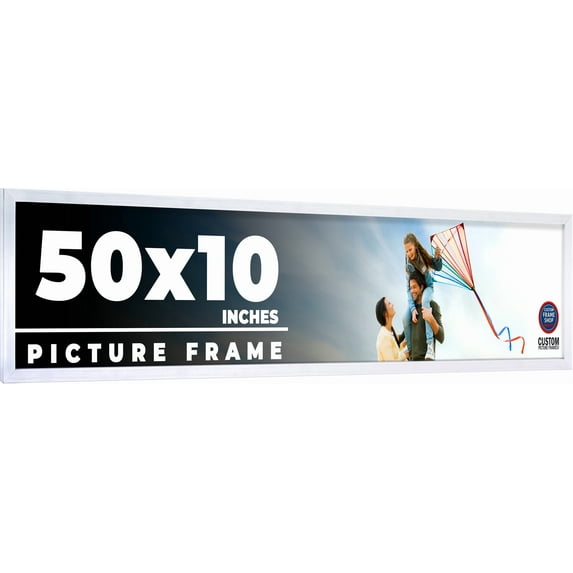 50x10 Frame Silver Real Wood Picture Frame Width 0.75 inches | Interior Frame Depth 0.5 inches |