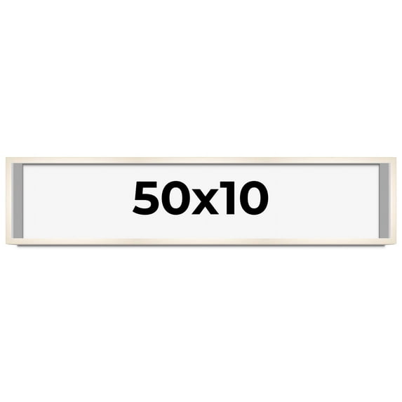 50x10 Shadow Box Cream of Wheat White Washed Display Frame | 0.875 Inches Deep Solid Wood Shadowbox