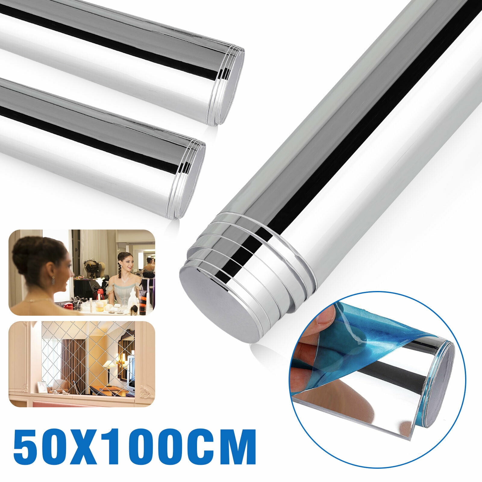 50x100cm Self Adhesive Mirror Reflective Wall Sticker Film Paper
