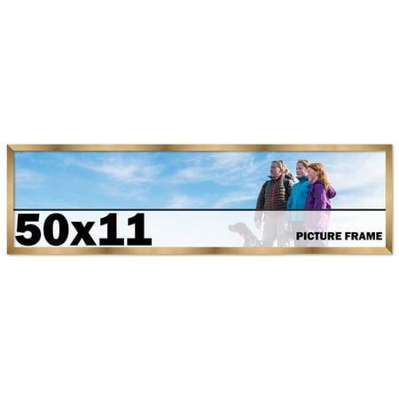 50x11 Frame Gold Bronze Modern Solid Wood Picture Frame | 0.75 Inch Moulding Width | Includes UV