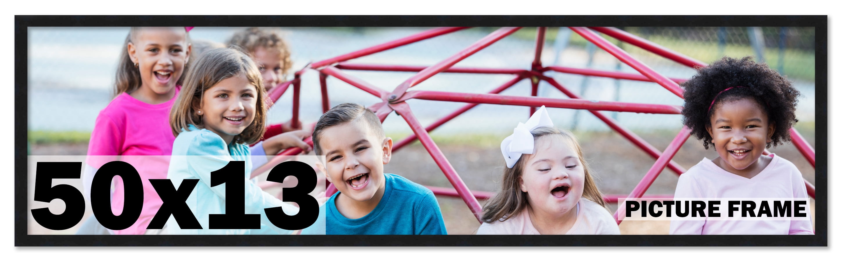 50x13 Frame Black Solid Wood Picture Frame | 0.75 Inch Moulding Width ...