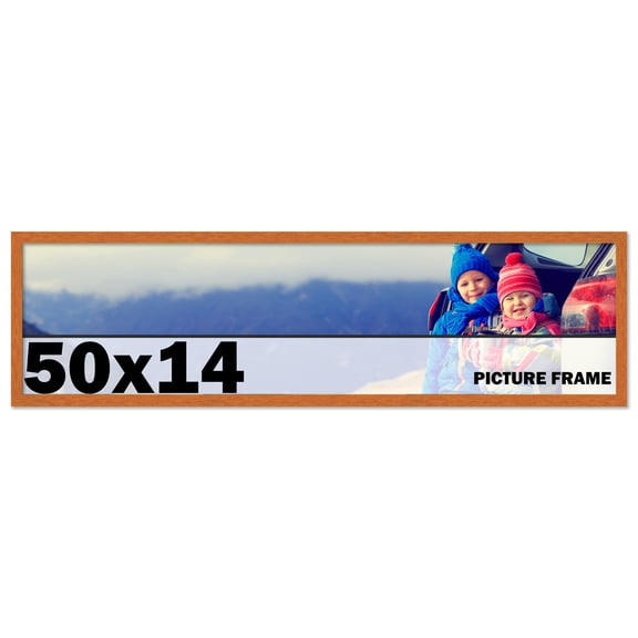 50x14 Frame Honey Pecan Brown Picture Frame - Modern Photo Frame Includes UV Acrylic Shatter Guard