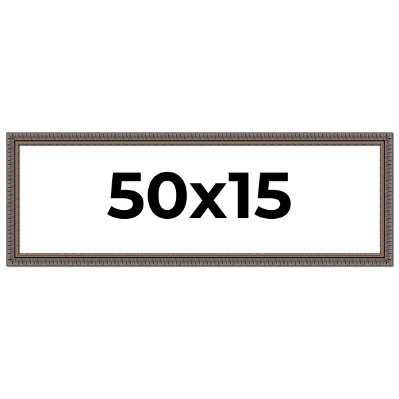 50x15 Frame Black Feather Payton Ornate Solid Wood Picture Frame Width 1.75 Inches | Interior Depth