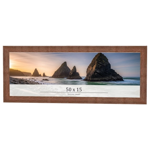 50x15 Frame Brown Farmhouse Solid Wood Picture Frame Width 1.5 Inches | Interior Frame Depth 0.5