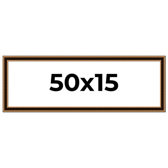 50x15 Frame Gold Brown Plein Air Vintage Solid Wood Picture Frame | 1.75 Inches Moulding Width |