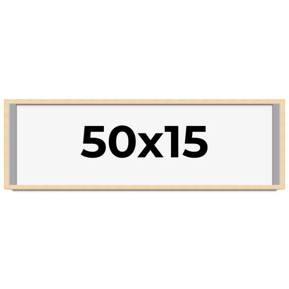 50x15 Frame Natural Wood Picture Frame | 0.75 Inch Moulding Width | with UV Acrylic Plexiglass,