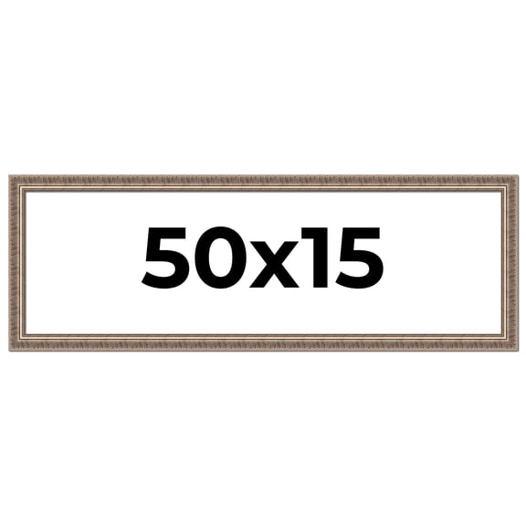 50x15 Frame Silver Harvest Ornate Solid Wood Picture Frame | 1.75 Inch Moulding Width |Mayflower