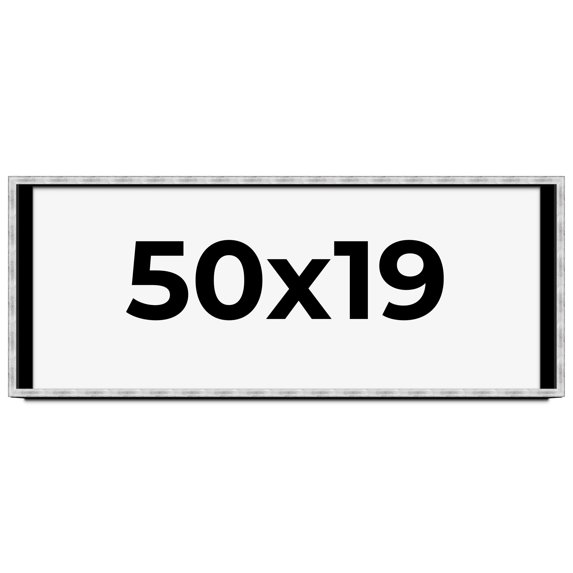 50x19 Frame Brushed Silver Solid Wood Picture Frame | 0.75 Inch Moulding Width | Rabbet Depth 0.75