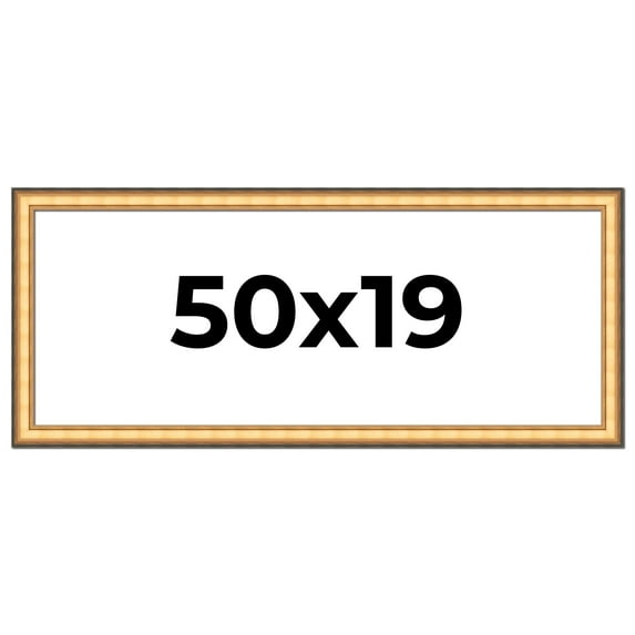 50x19 Frame Gold Plein Aire Solid Wood Picture Frame Width 2 Inches | Interior Frame Depth 0.5