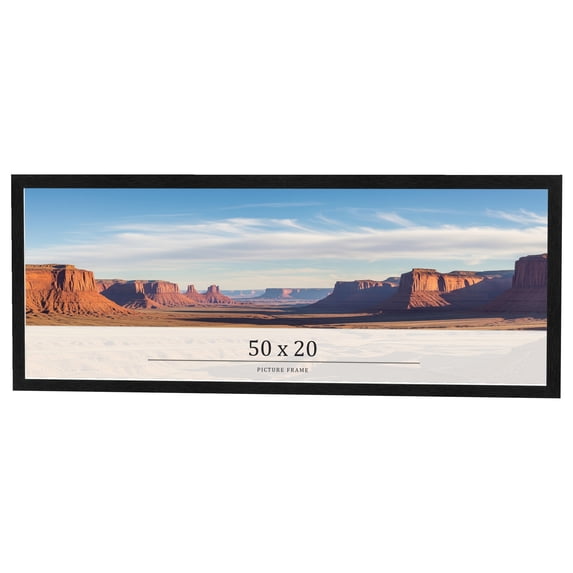 50x20 Frame Black Charcoal Grey Wood Textured Picture Frame | 0.75 Inch Moulding Width | Gunmetal