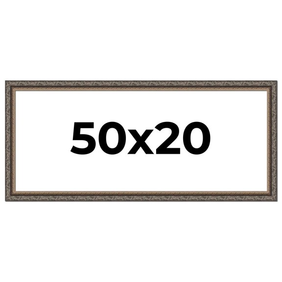 50x20 Frame Black Real Wood Picture Frame Width 2 inches | Interior Frame Depth 0.5 inches | Fitz