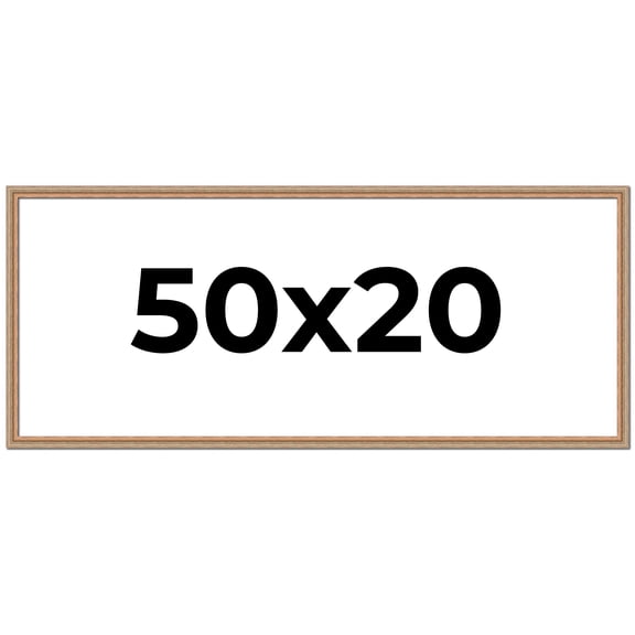50x20 Frame Brown 60's Wooden Cabinet Solid Wood Picture Frame | 1 Inch Moulding Width | Complete