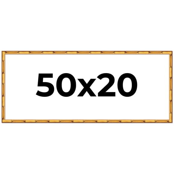 50x20 Frame Gold Bamboo Solid Wood Picture Frame | 1 Inch Moulding Width | Interior Frame Depth