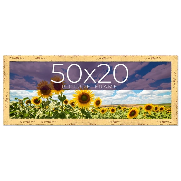 50x20 Frame Yellow Real Wood Picture Frame Width 1.25 inches | Interior Frame Depth 0.5 inches |