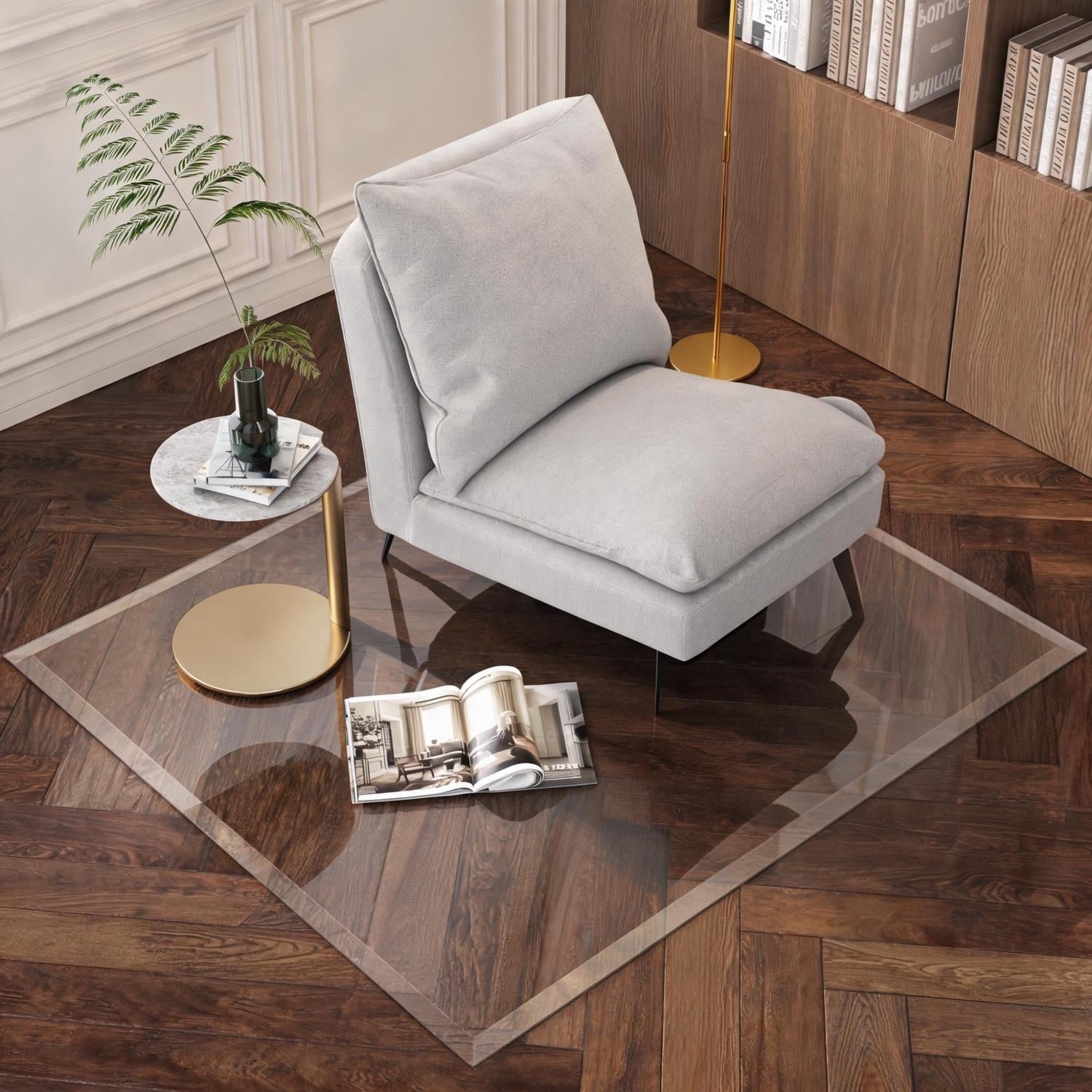 50x44-Inch Tempered Glass Chair Mat with Beveled Edge, 5mm Thick Floor Mat and Office Chair Mat for Carpet and Hardwood Floors, 1000 lb, Transparent