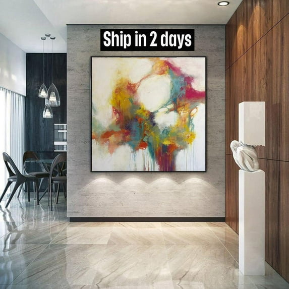 50x50" Oversized Canvas Art Colorful Painting Acrylic Paintings On Canvas Abstract Art Modern Wall Art Cotemporary Art Framed Wall Decor