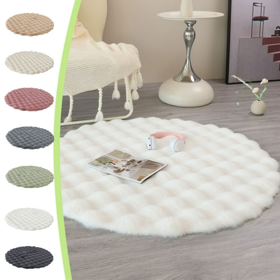 50x50cm Living Room Rug Cream Wind Round Carpet Sofa Round Floor Mat Living Room Tea Table Velvet 19.69x19.69 Inches