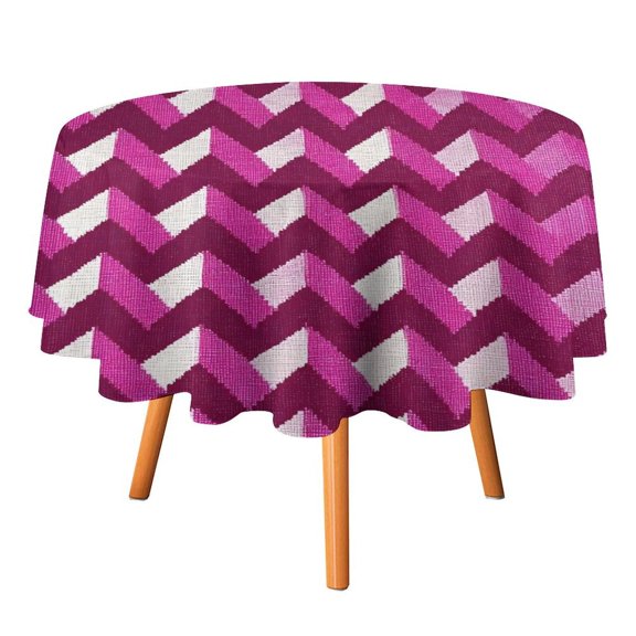 50x50in Round Tablecloth Car Line Straight And Dense Wireless Head Gap Durable Easy To Clean For Picnic Living Room Dining Room Magenta Houndstooth_2