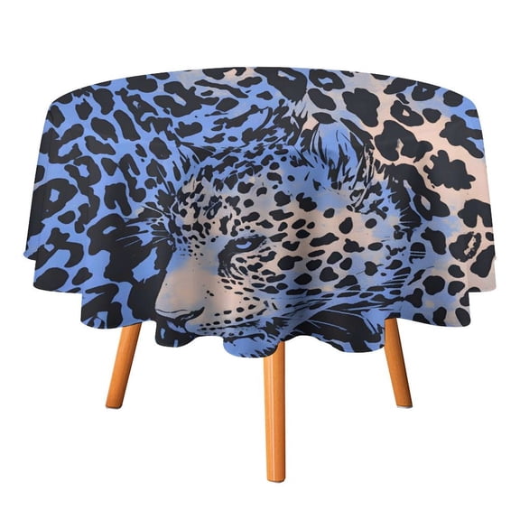 50x50in Round Tablecloth Car Line Straight And Dense Wireless Head Gap Durable Easy To Clean For Picnic Living Room Dining Room Animal Print Style AliceBlue_4
