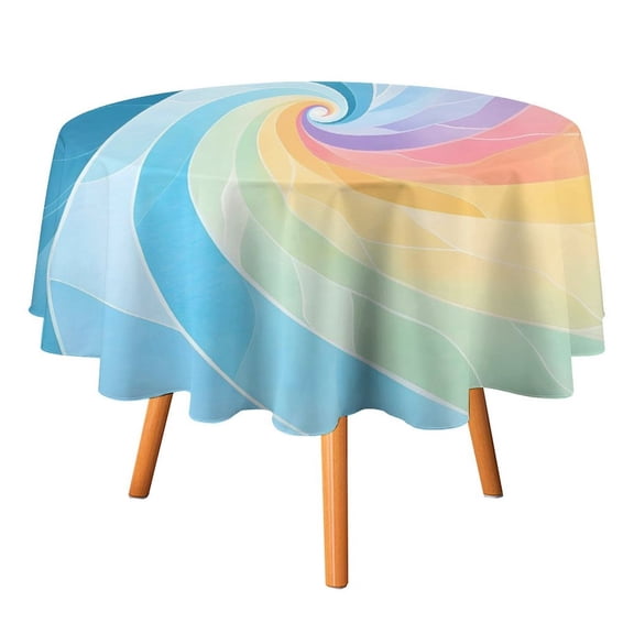 50x50in Round Tablecloth Car Line Straight And Dense Wireless Head Gap Durable Easy To Clean For Picnic Living Room Dining Room Turquoise Tie Dye Background Rainbow Colors_4