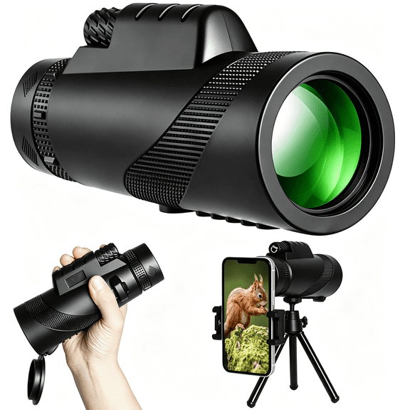50x60 Monocular Telescope with Smartphone Adapter and Tripod, Waterproof HD Compact Monocular Scope for Bird Watching, Hunting, Hiking, Camping and Travel