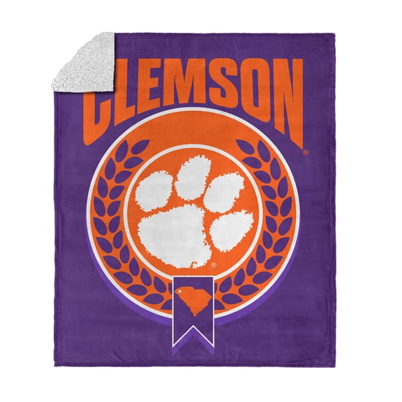 Clemson NCAA Apex Silk Touch Sherpa Throw 50x60 inches