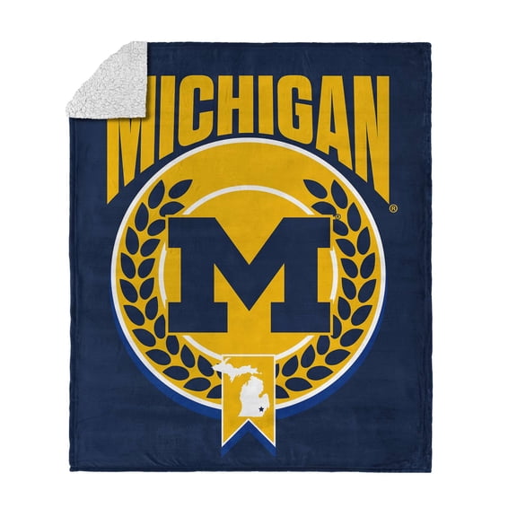 Michigan NCAA Apex Silk Touch Sherpa Throw 50x60 inches