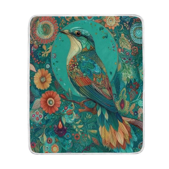 50x60 inch Crystal Fleece & Arctic Fleece Blanket Soft Bed Throws for Home or Camping Beautiful Psychedelic Bird