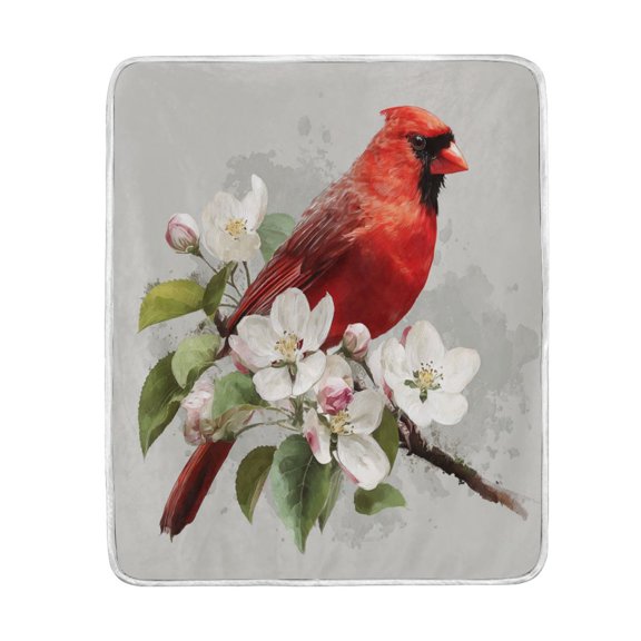 50x60 inch Crystal Fleece & Arctic Fleece Blanket Soft Bed Throws for Home or Camping Beautiful Red Bird