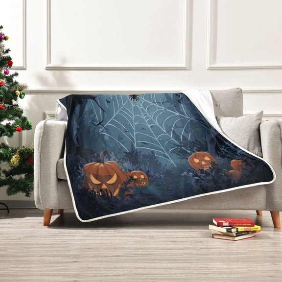 50x60 inch Crystal Fleece & Arctic Fleece Blanket Soft Bed Throws for Home or Camping Cartoon Style Spider Web
